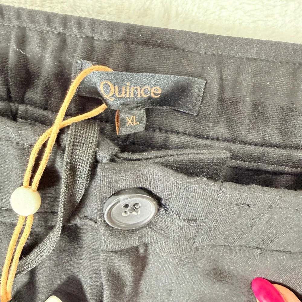Quince Mens Black Stretch Knit Pintuck Trouser Pants XL Wrinkle Free NWT